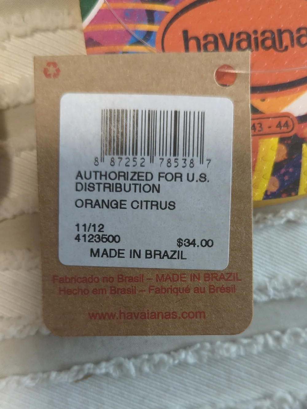 Disney Goofy Orange Citrus Havaianas NWT Sz 11/12